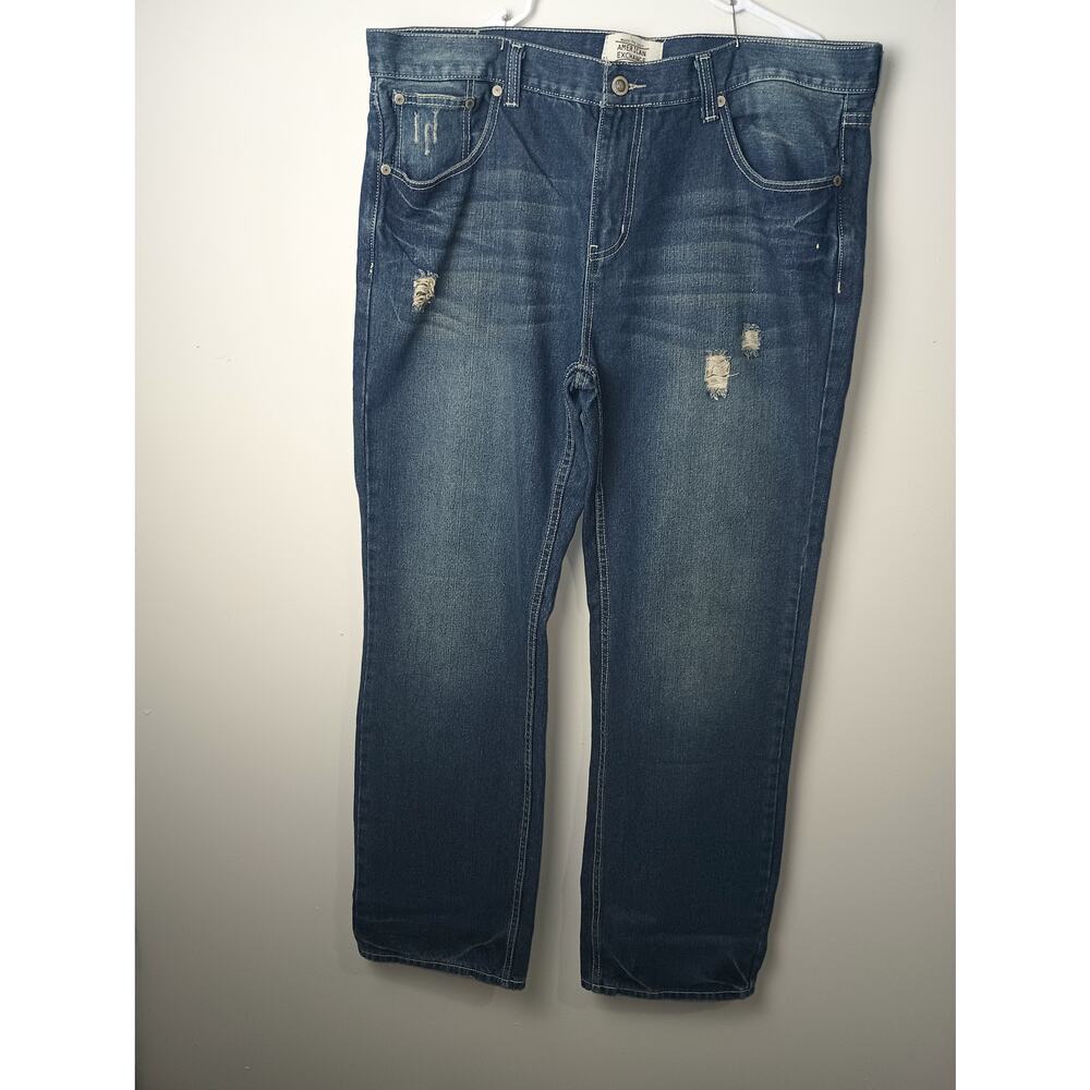 American Exchange Y2K Demin Jeans Men's‎ Baggy Medium Wash Distressed 38 x 34